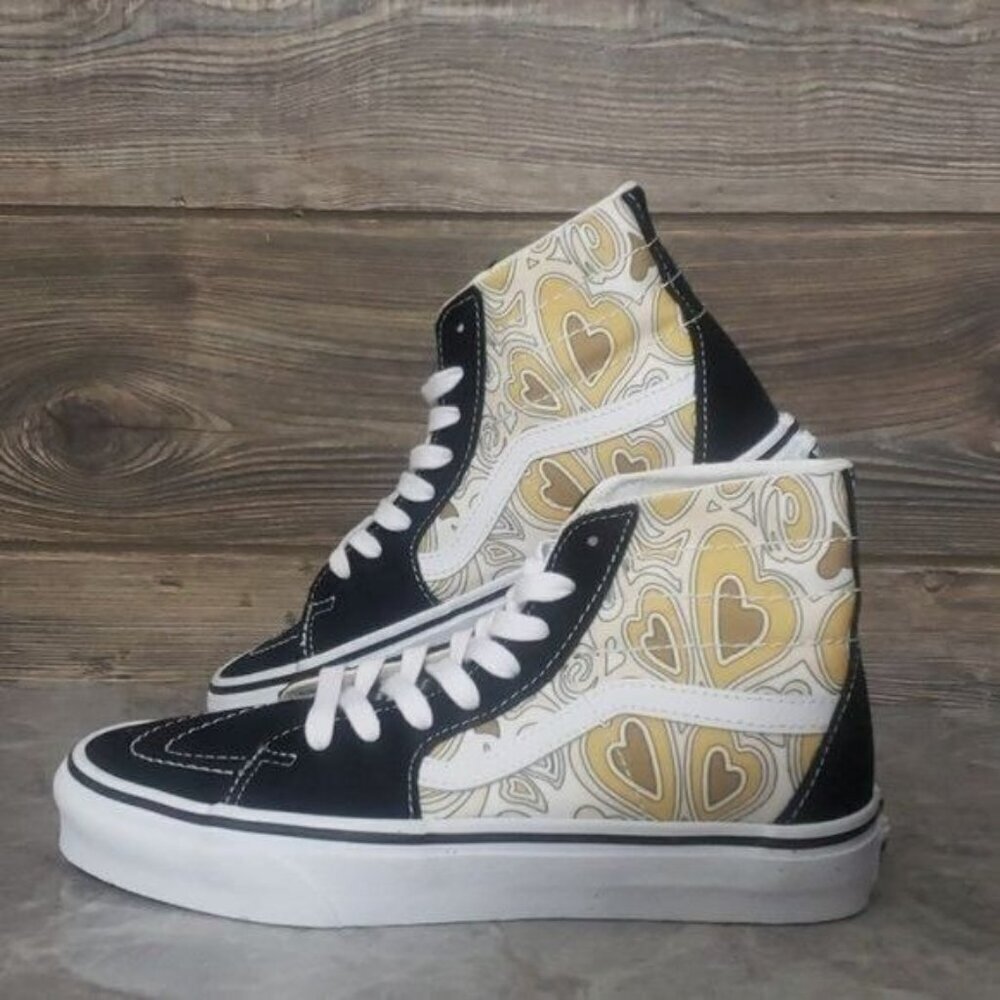 New‎ Vans Sk8 Hi Tapered Trippy Hearts Black White High Top Sneakers